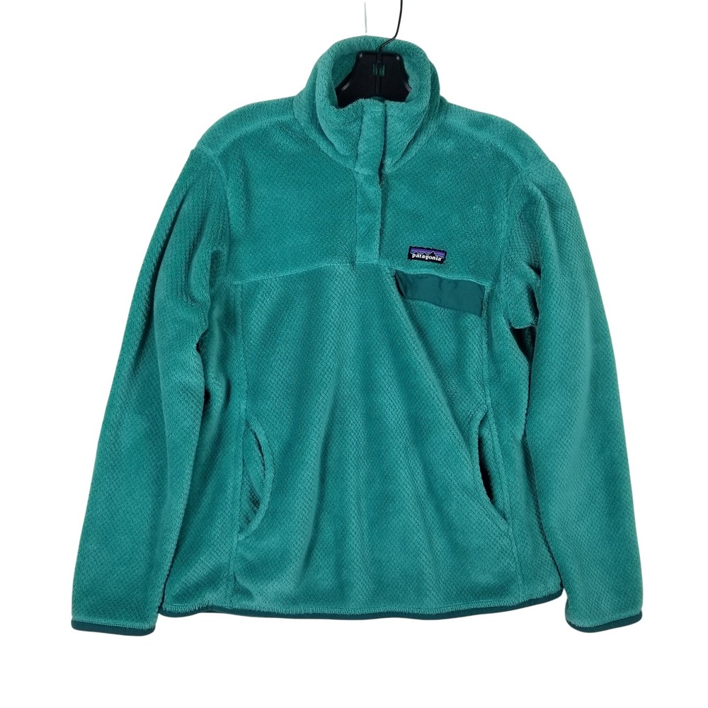 Patagonia Re-Tool Snap-T Pullover Women Size M Teal Polartec Fleece Jacket